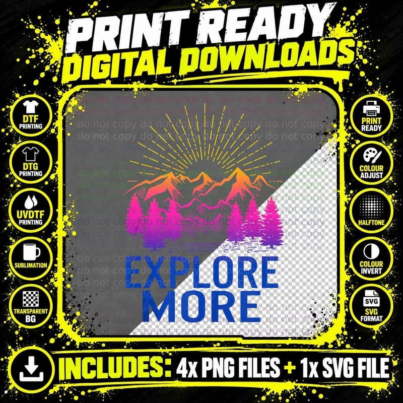 Explore More Adventure Travel Camping Hiking Mountain Png SVG Digital Bundle