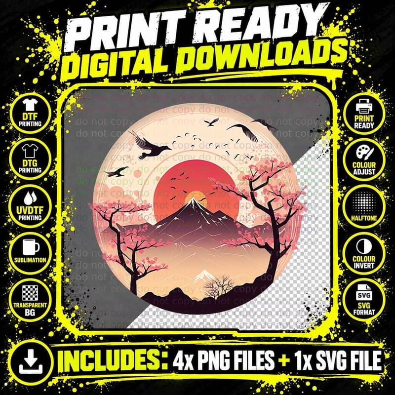 Exploring the Wonders of Japan a Scenic Mountain Png SVG Digital Bundle