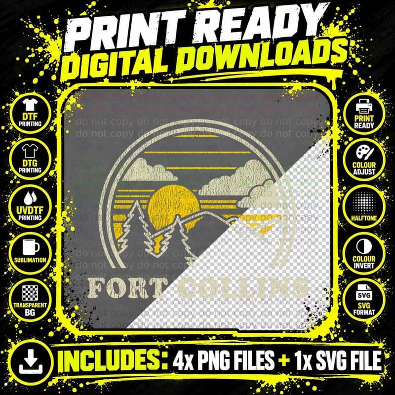 Fort Collins Colorado CO T Vintage Hiking Mountains Png SVG Digital Bundle