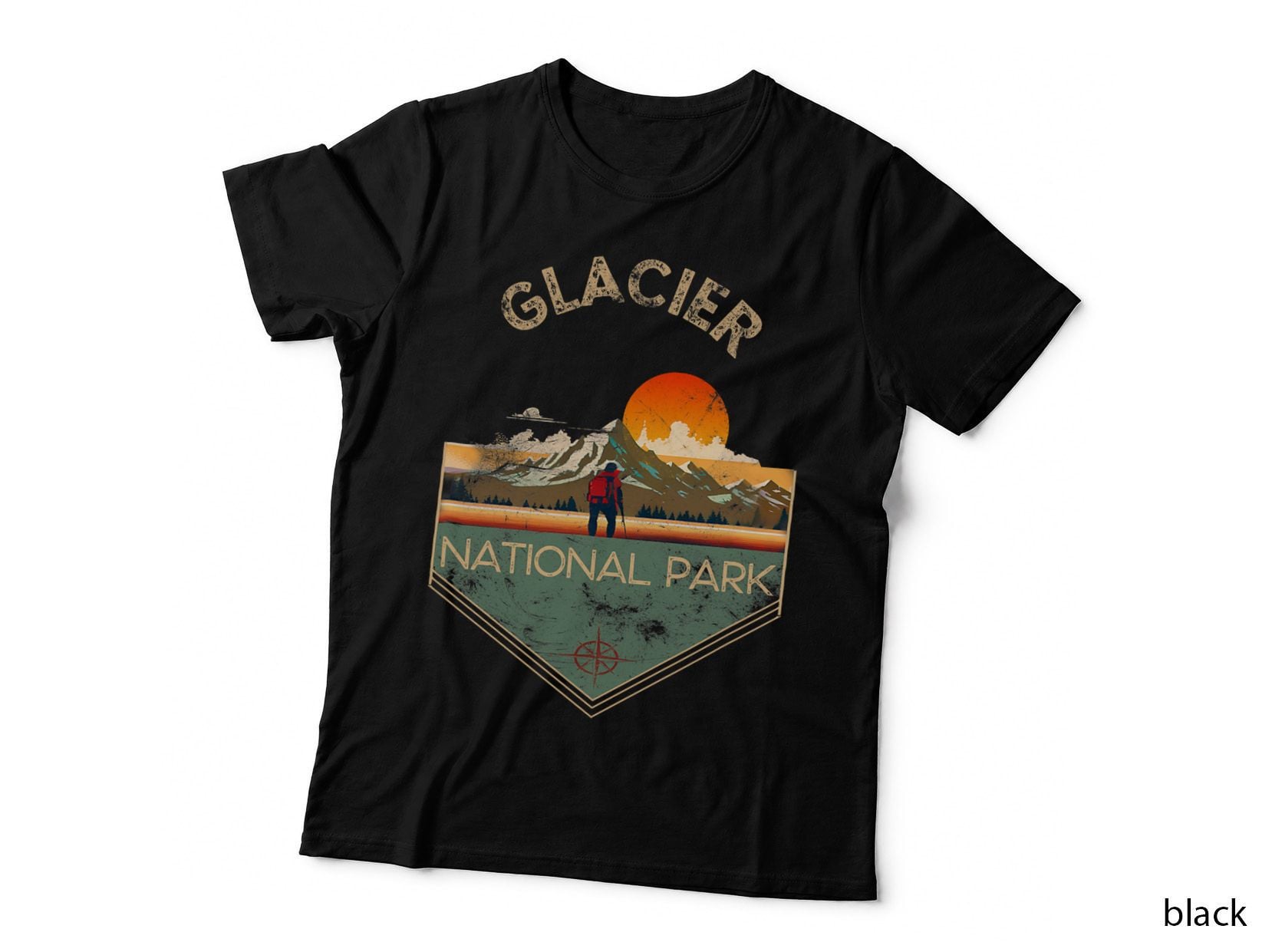 Glacier National Park Retro Vintage Hiking Apparel Souvenir T-Shirt