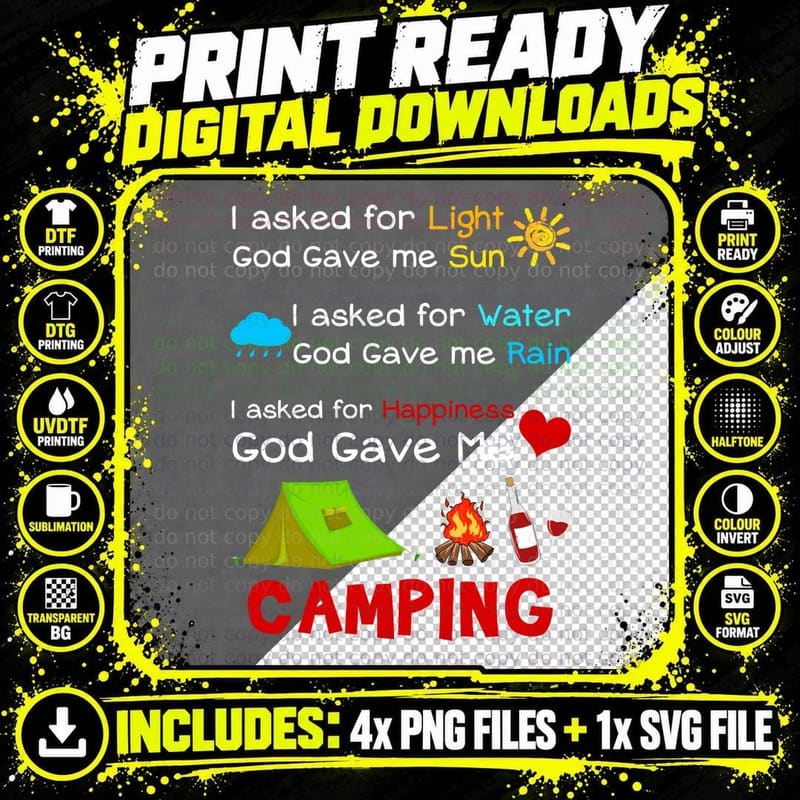 God Gave Me Camping Shirt, Wilderness Spirit, Lake Trip Png SVG Digital Bundle