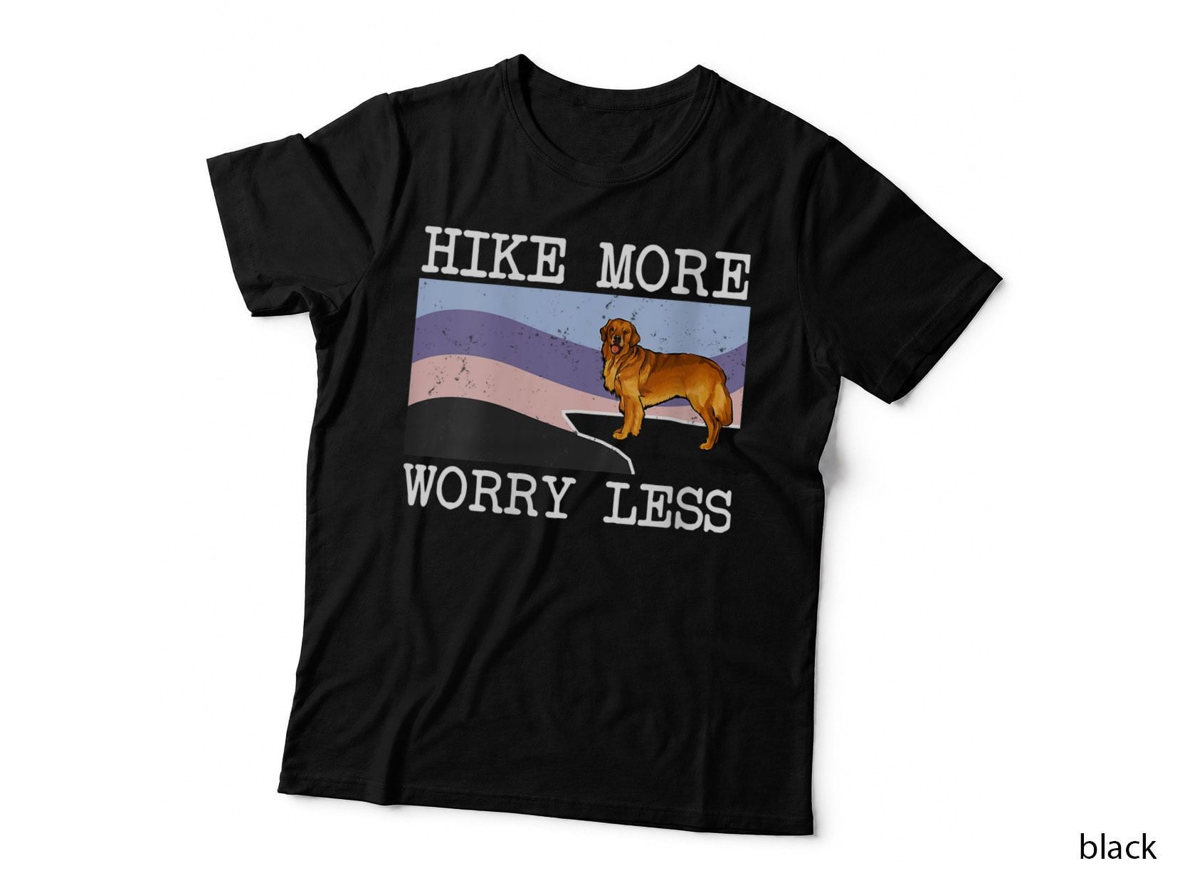 Golden Retriever Hike More Worry Less Graphic Hiking T-Shirt