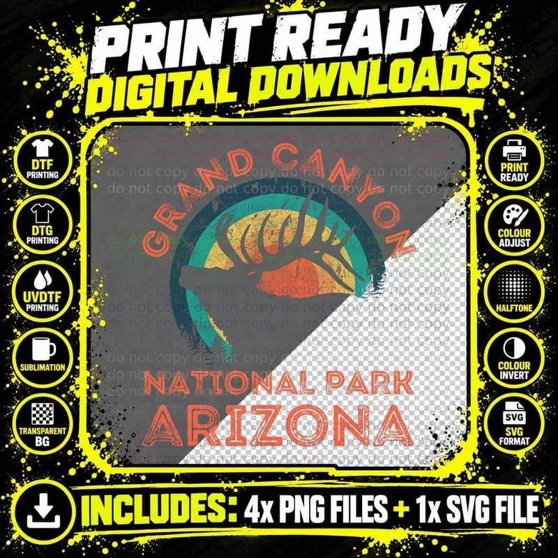 Grand Canyon National Park Arizona Elk Nature Hiking Png SVG Digital Bundle
