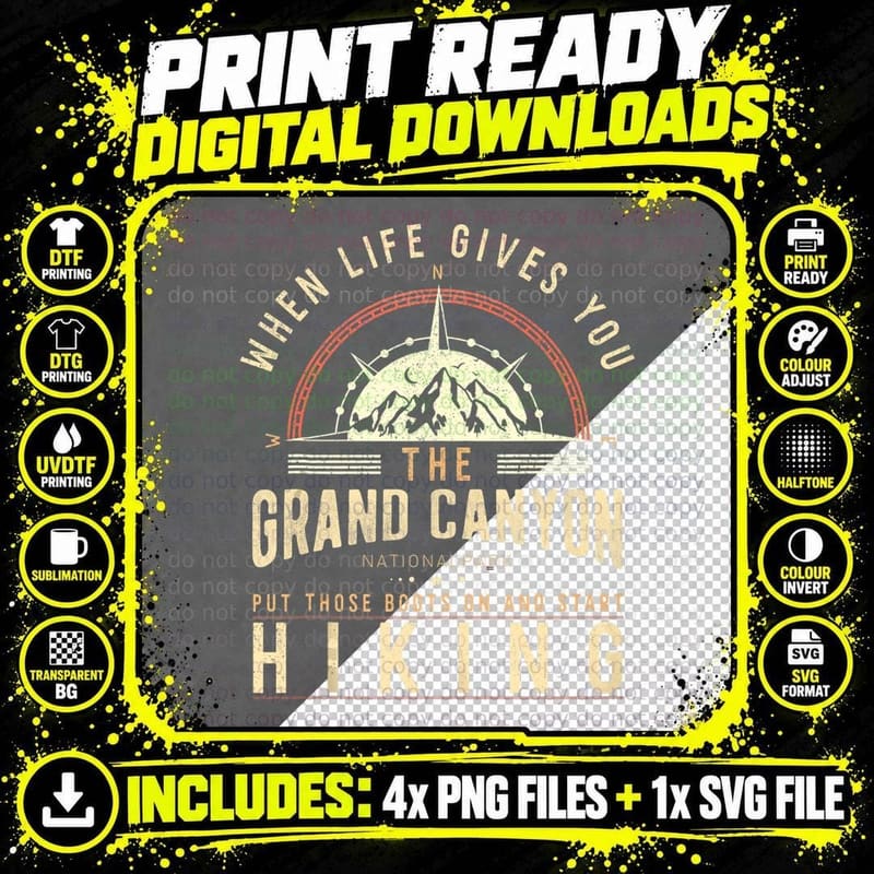Grand Canyon National Park Hiking Men & Women Hiker Png SVG Digital Bundle