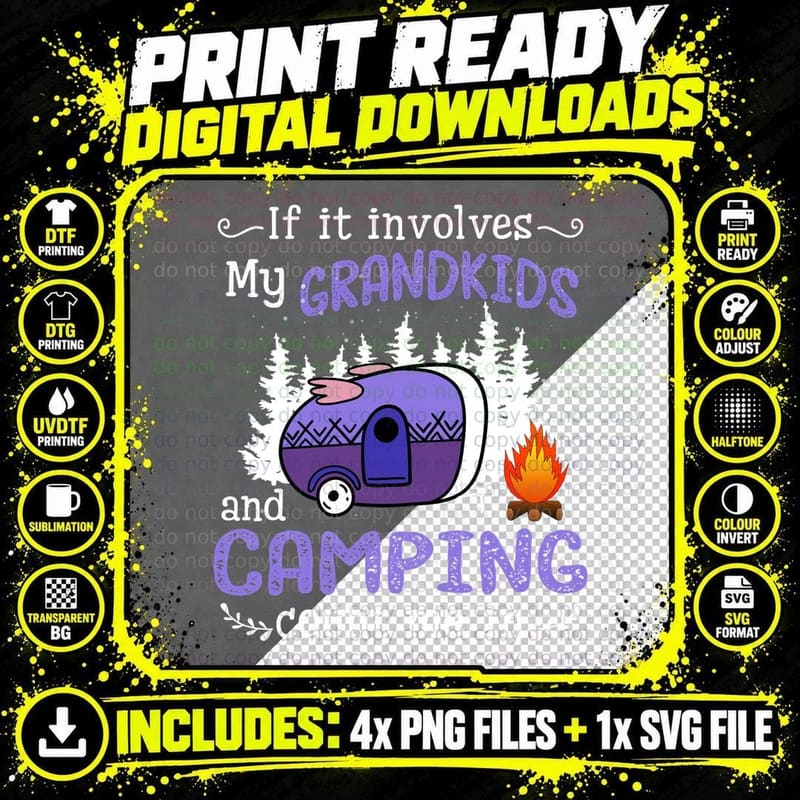 Grandkids and Camping Shirt, Stargazing Mood, Lake Trip Png SVG Digital Bundle