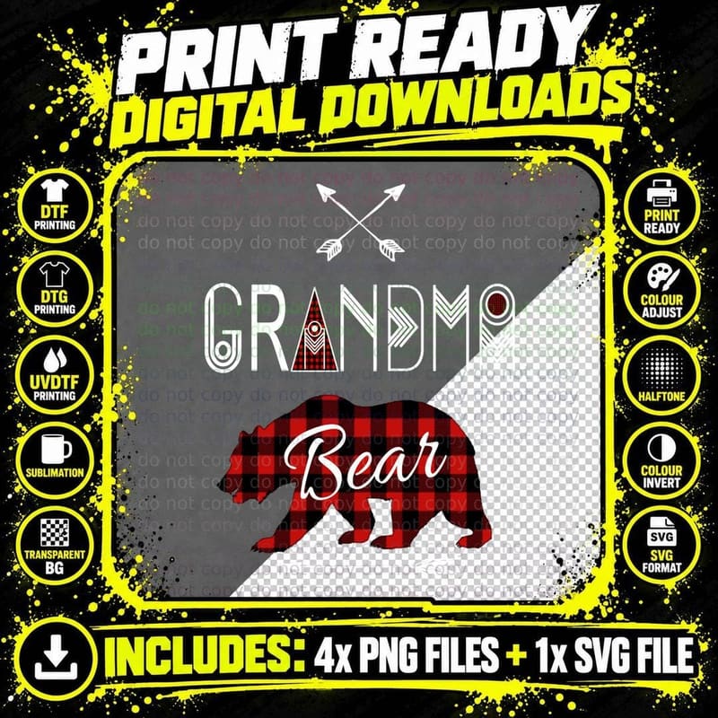 Grandma Hoodie for Women Buffalo Plaid Family Camping Png SVG Digital Bundle