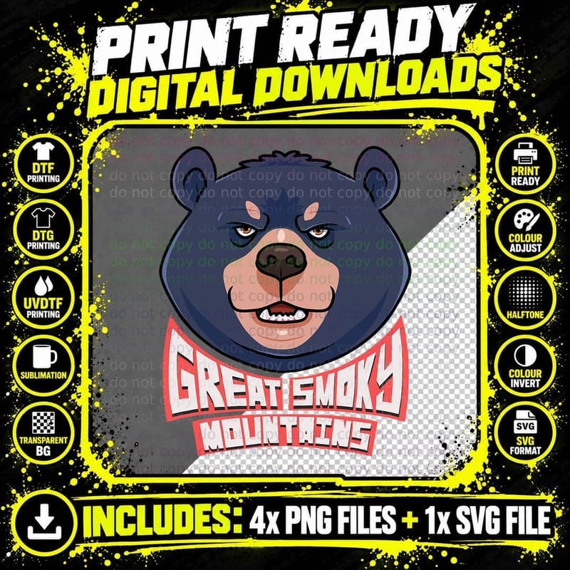 Great Smoky Mountains National Park Funny Bear Kids Png SVG Digital Bundle