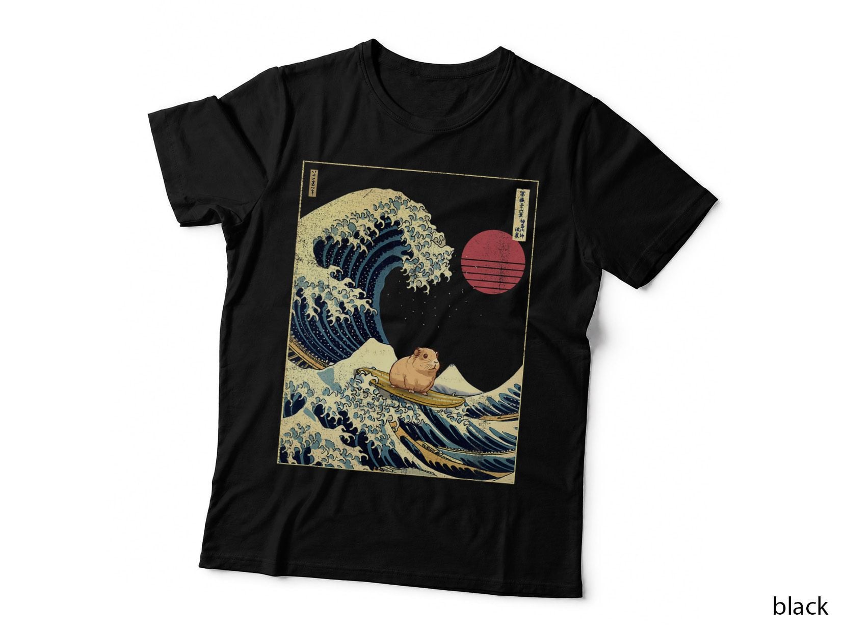 Guinea Pig Kanagawa Wave Funny Surf Animal T-Shirt