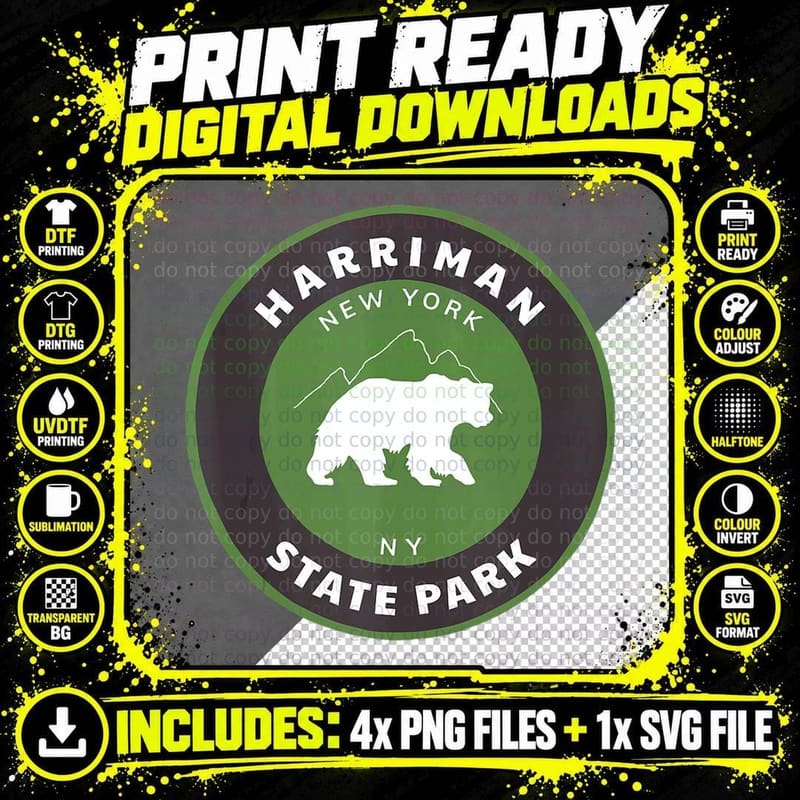 Harriman State Park New York Forest NY Hiking Bear Png SVG Digital Bundle