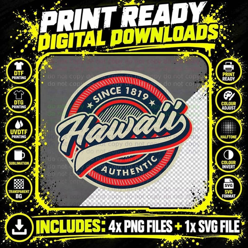 Hawaii Tee - Retro Vintage Mountains Nature Hiking Png SVG Digital Bundle