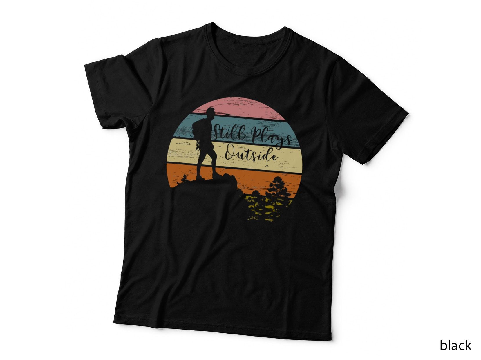 Hiking Hiker Vintage Retro Outdoors - Still Plays Outside T-Shirt