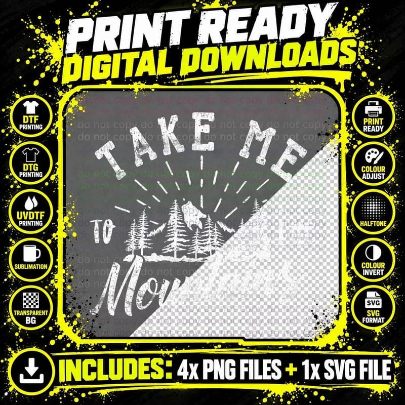 Hiking Mountain Climbing Shirt Take Me to the Mountains Png SVG Digital Bundle