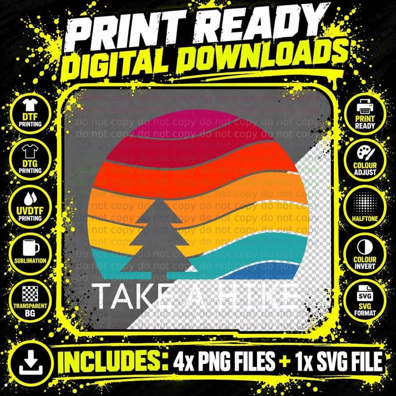 Hiking Shirt - Take a Hike - Retro Design Camping Shirt Png SVG Digital Bundle