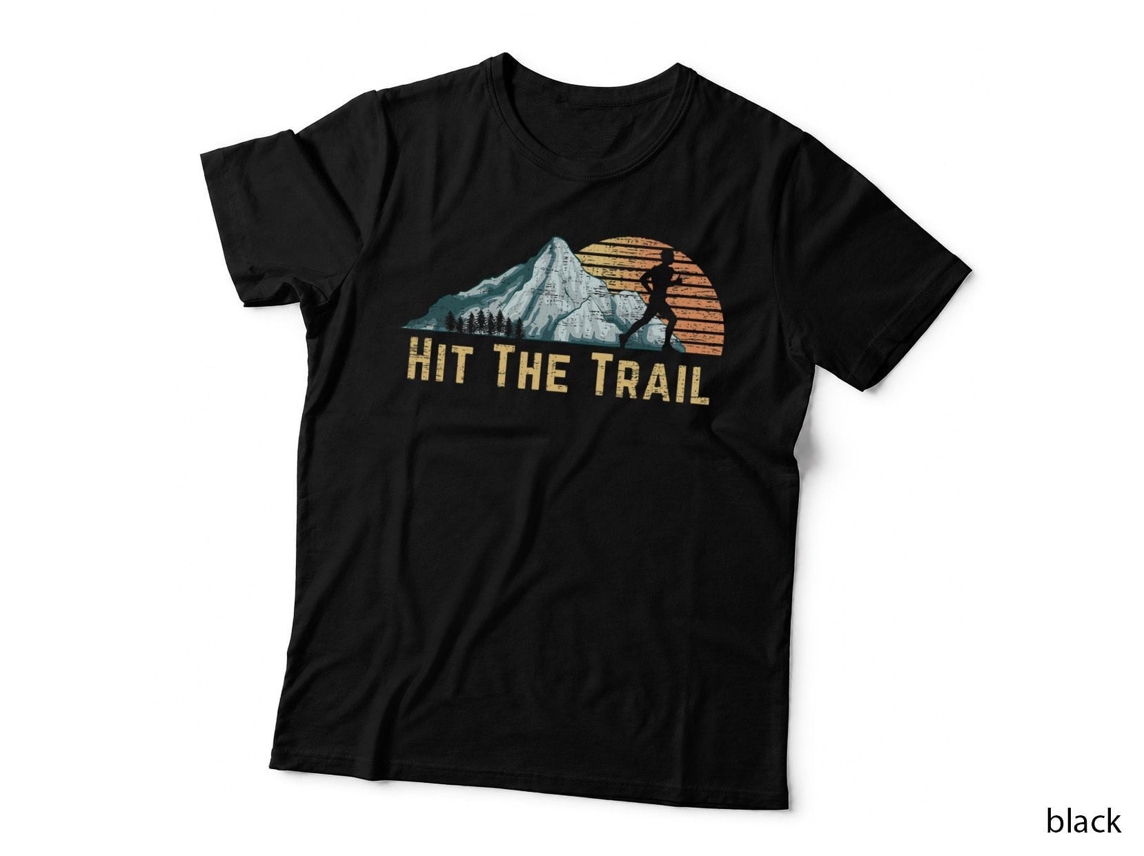 Hit the Trail Vintage Mountain Runner Retro Trail Running T-Shirt