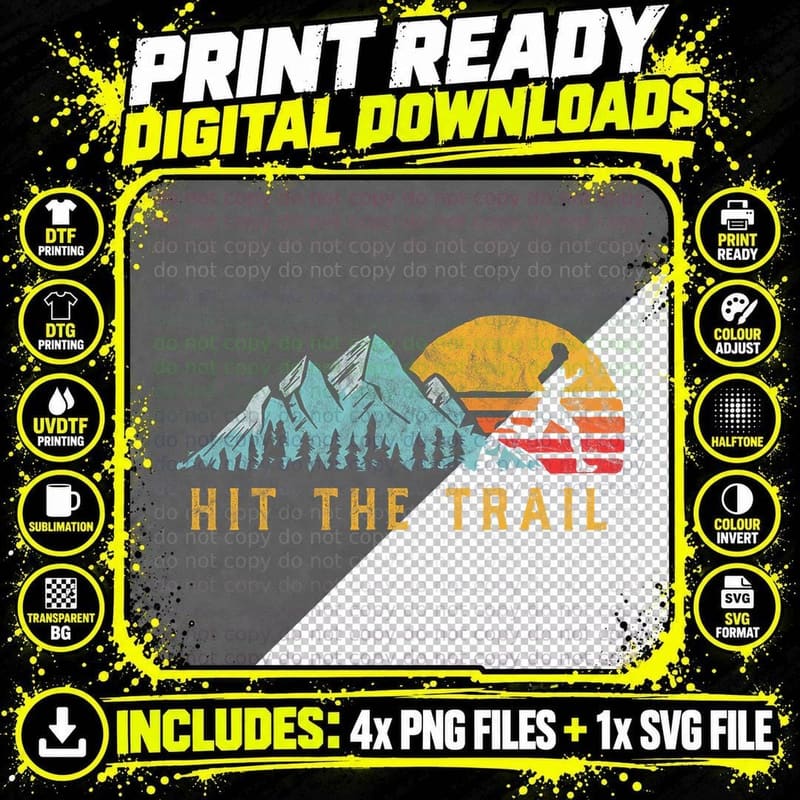 Hit the Trail, Runner - Retro Style Vintage Running Png SVG Digital Bundle