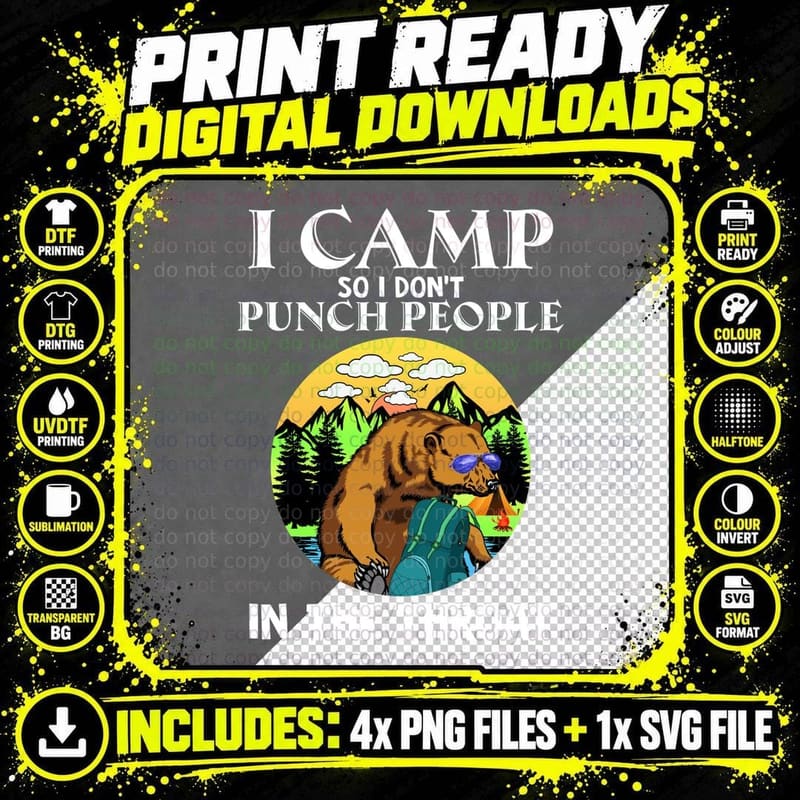 I Camp So I Don't Punch People Shirt, Trail Life Png SVG Digital Bundle
