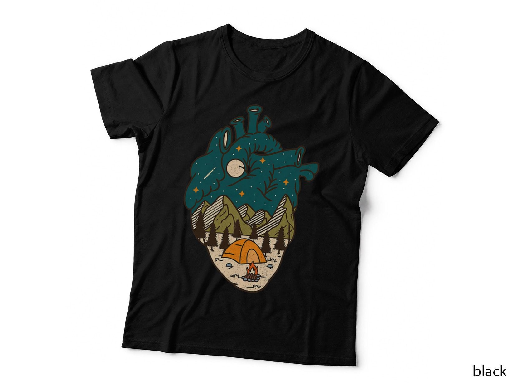 I Love Camping Campfires Heart Outdoor Hiking Camping Lover T-Shirt