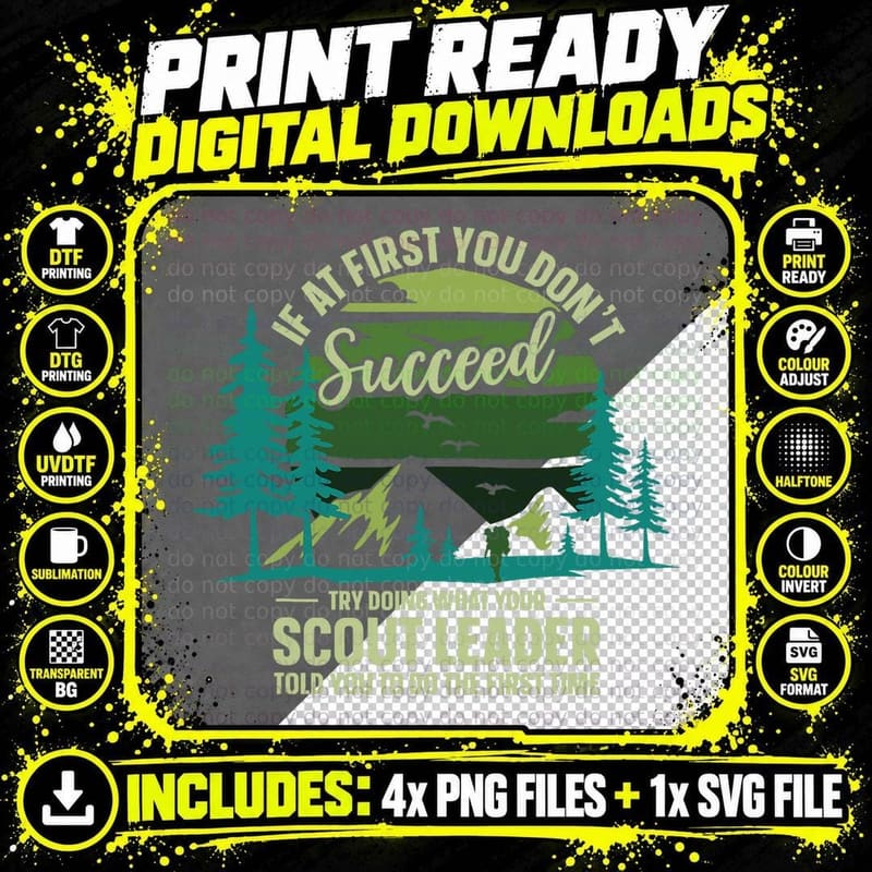 If at First You Don't Succeed Scout Leader Camping Png SVG Digital Bundle