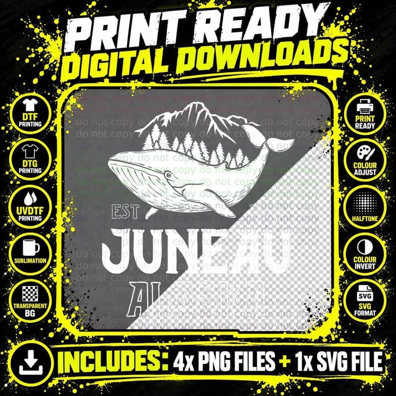 Juneau Alaska T Whale Hiking Cruise Family Vacation Top Png SVG Digital Bundle