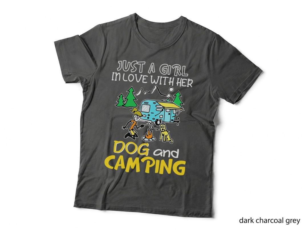 Just a Girl Love Dog and Camping Shirt, Lake Trip, Backpacking Fun, Gift T-Shirt