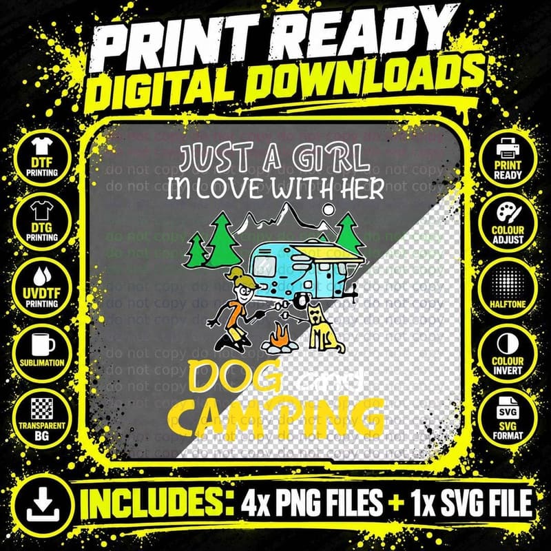 Just a Girl Love Dog and Camping Shirt, Lake Trip Png SVG Digital Bundle