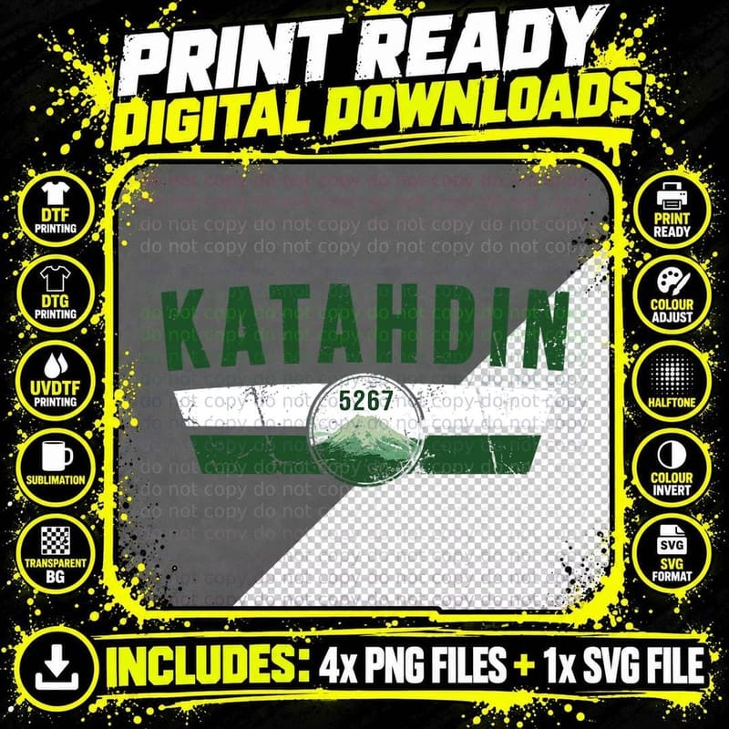 Katahdin Hiking Mount Katahdin Maine Mountain Climbing Png SVG Digital Bundle
