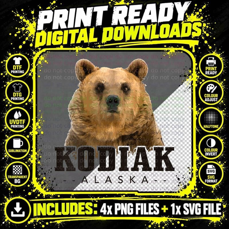 Kodiak Alaska Bear Hiking Nature Vintage the Last Png SVG Digital Bundle