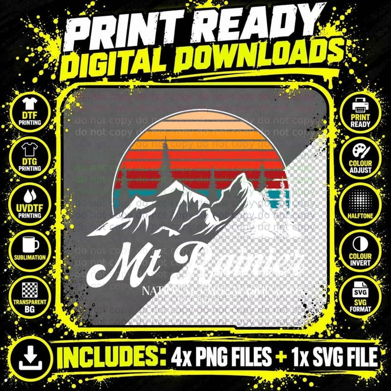 MT. Rainier National Park Hiking Vacation T-Shirt Png SVG Digital Bundle