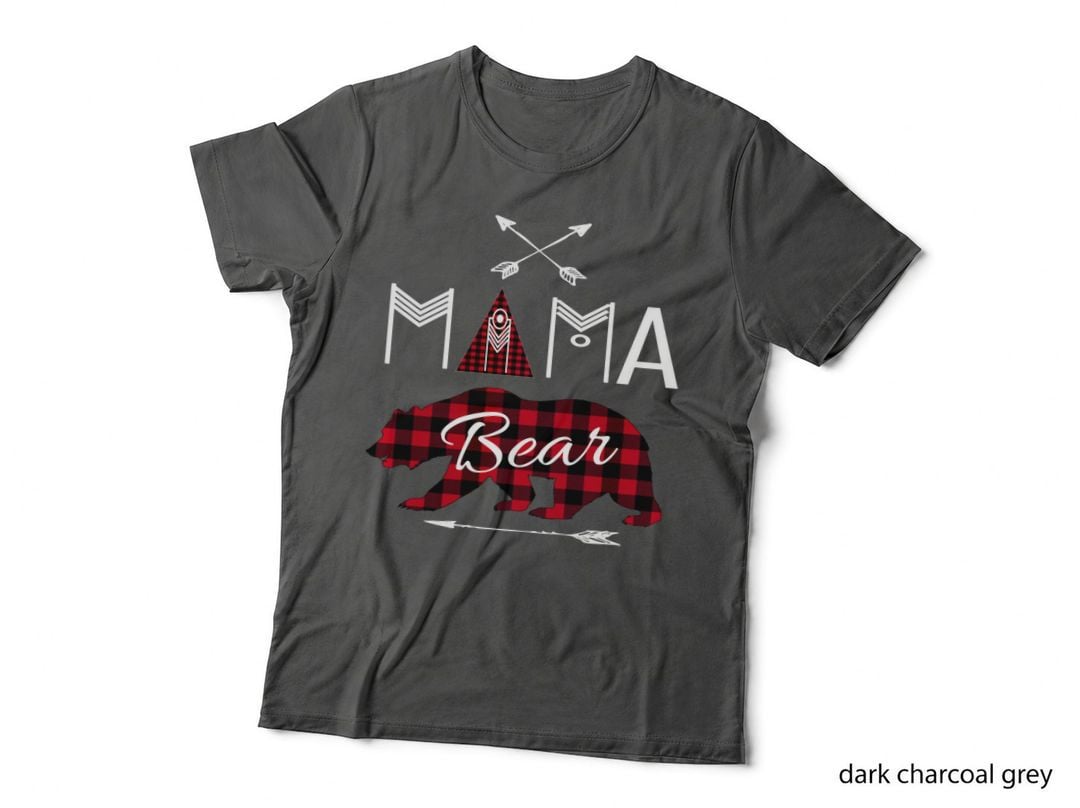 Mama Bear Hoodie Buffalo Plaid Family Camping Bear Rustic Pullover Hoodie