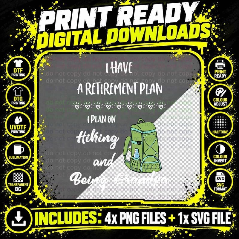Mens Hiking Retirement Plan, Retire and Hike for the Png SVG Digital Bundle
