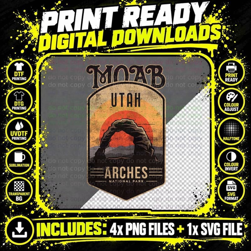 Moab Utah Arches National Park Adventure Vintage Gift Png SVG Digital Bundle