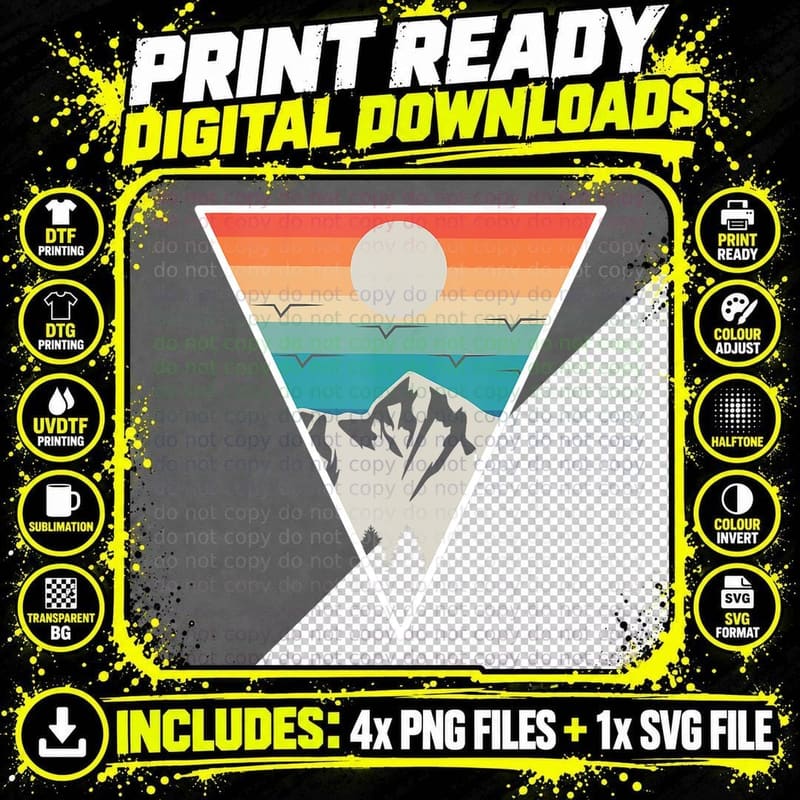 Mountain Triangle Printed Hiking Tshirt Top T-Shirt Png SVG Digital Bundle