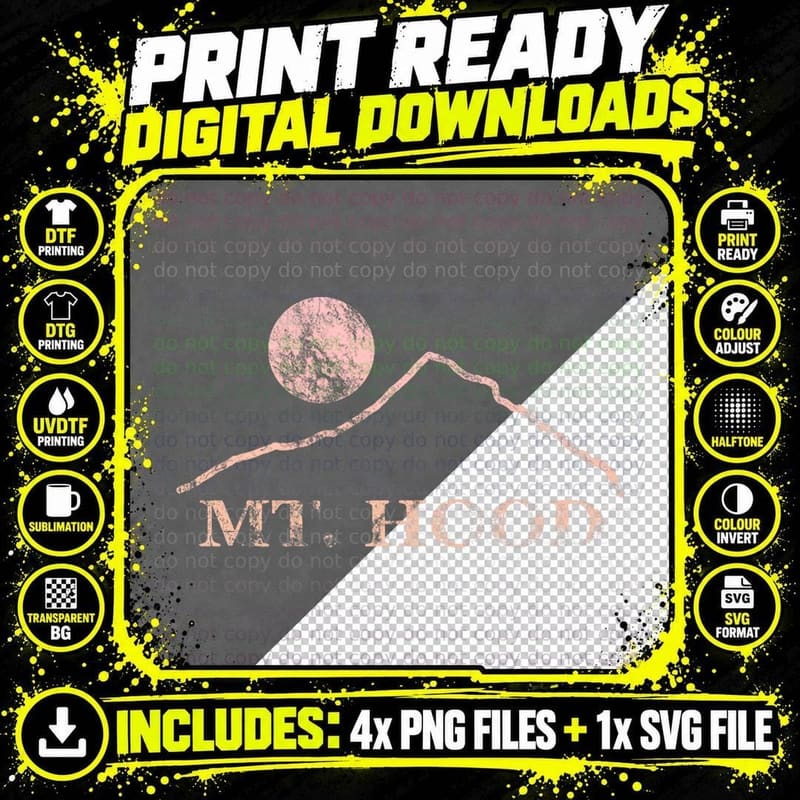 Mt. Hood Mountains Oregon Road Trip Hiking Mountain Png SVG Digital Bundle