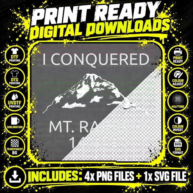 Mt. Rainier Mount Rainier Hiking Climbed Souvenir T-Shirt Png SVG Digital Bundle
