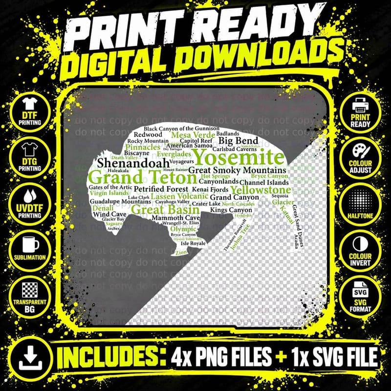 National Park All 59 Parks Nature Lover Camping Png SVG Digital Bundle