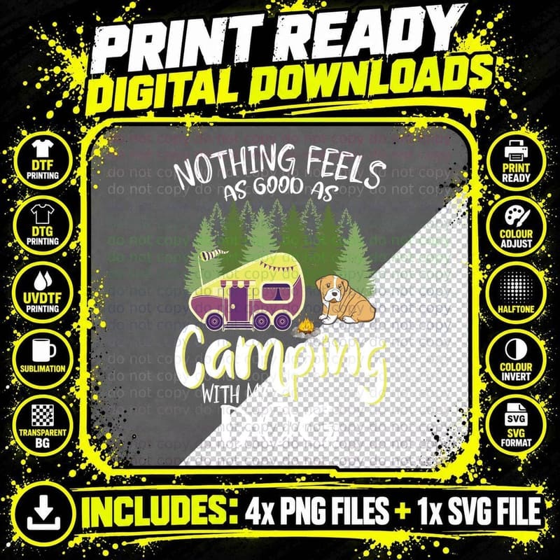 Nothing Feels as Good as Camping with My Dog Shirt Png SVG Digital Bundle