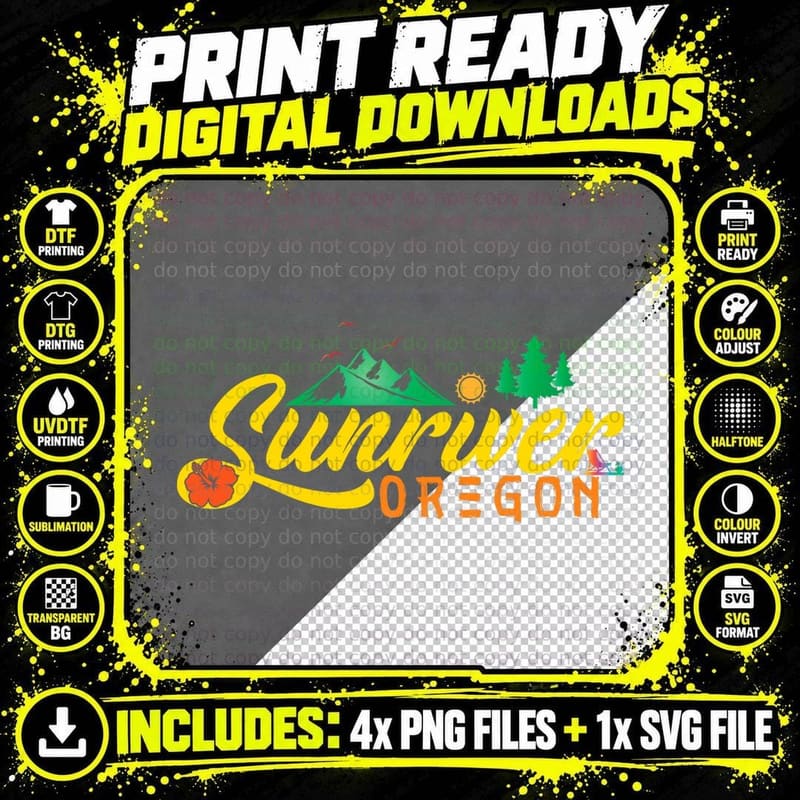 Oregon Mountain Outdoors Sunriver Souvenir Hiking Png SVG Digital Bundle