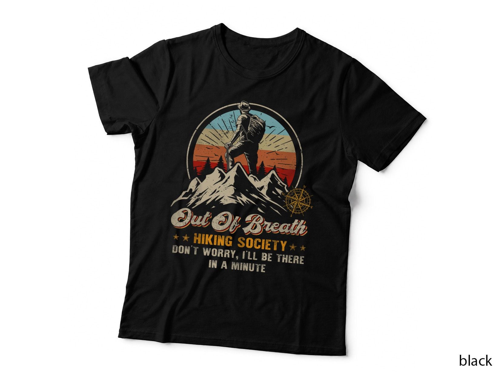 Out of Breath Hiking Society Retro Vintage T-Shirt