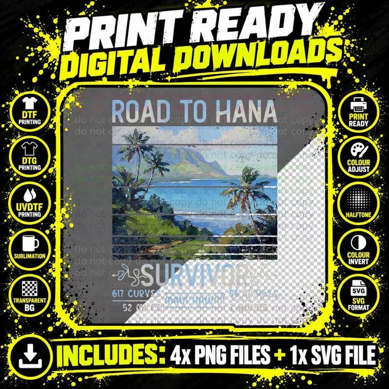 RJC Road to Hana Survivor Maui Hawaii Trip Adventure Png SVG Digital Bundle