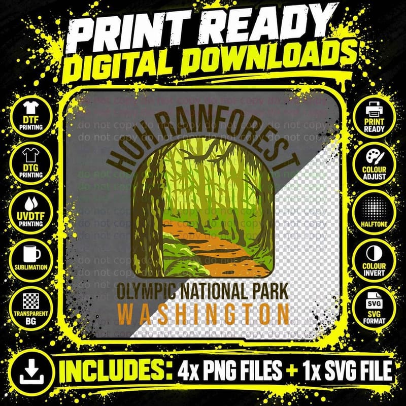 Rainforest Olympic National Park Washington Camping Png SVG Digital Bundle