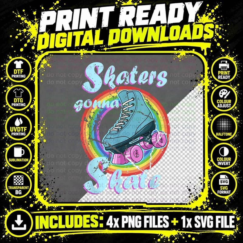 Roller Skate Shirt Retro 70s Derby Skater Girl Roller Png SVG Digital Bundle