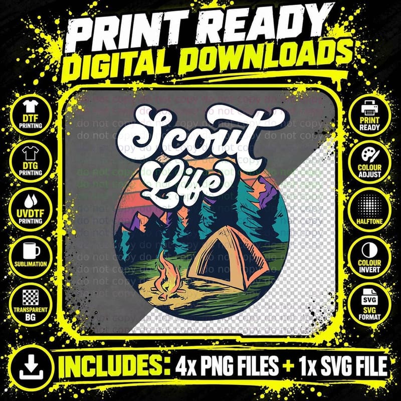 Scout Life Scouting Scouts Outdoor Hiking T-Shirt Png SVG Digital Bundle