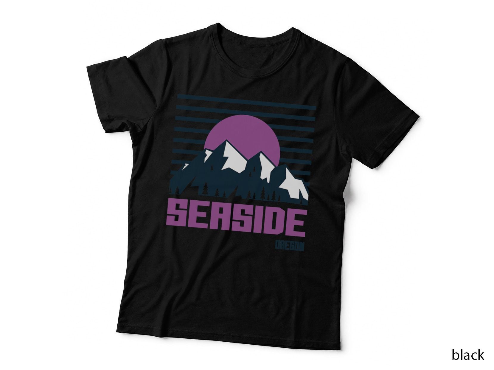 Seaside Lake Oregon Vintage Mountains Hiking Camp Retro T-Shirt