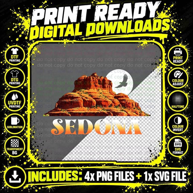 Sedona Arizona Funny Retro Hiking Mountains Hike T-Shirt Png SVG Digital Bundle