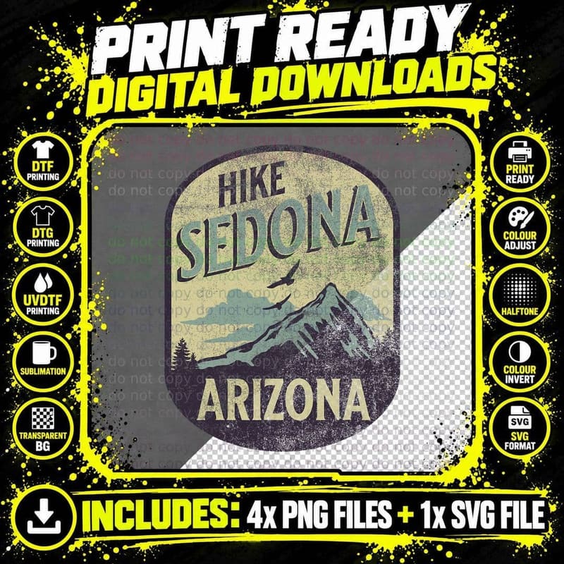 Sedona Arizona Nature Hike Mountain Outdoors Vintage Png SVG Digital Bundle