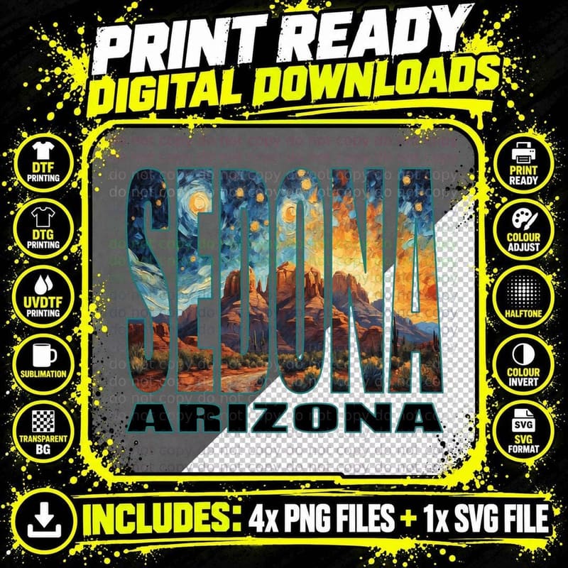 Sedona Arizona Outdoor Hiking Spiritual Wellness Vortex Png SVG Digital Bundle