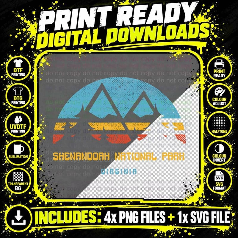 Shenandoah National Park Retro Vintage Hiking Gift Png SVG Digital Bundle