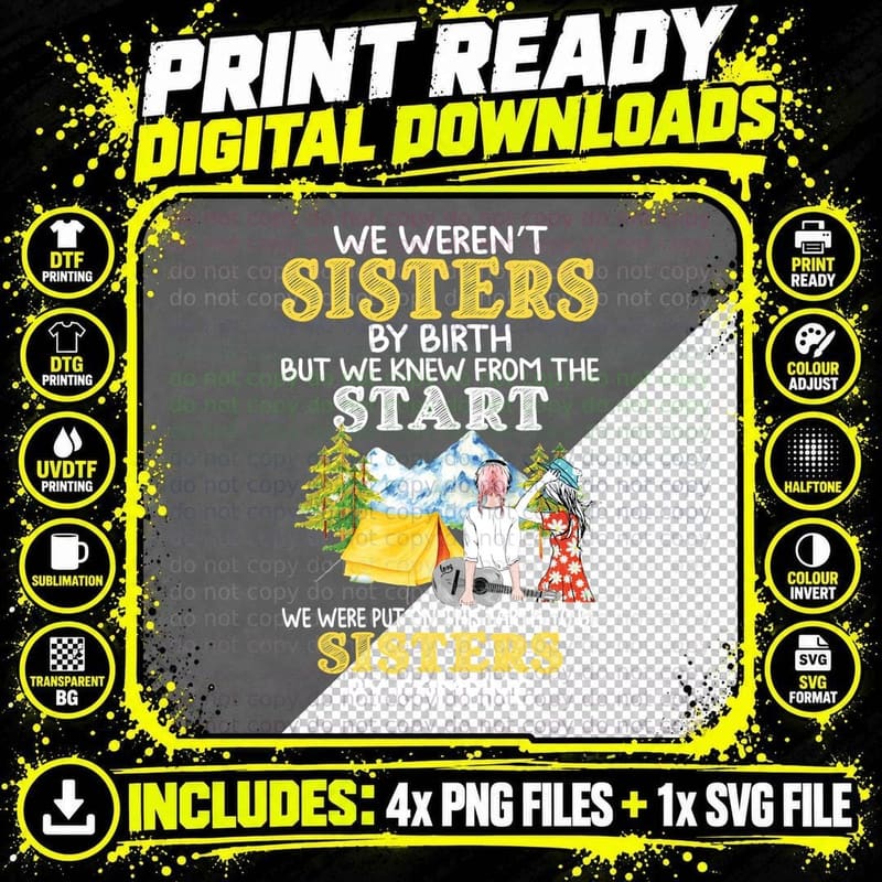Sisters by Camping Shirt, Backpacking Fun, Fresh Air Png SVG Digital Bundle