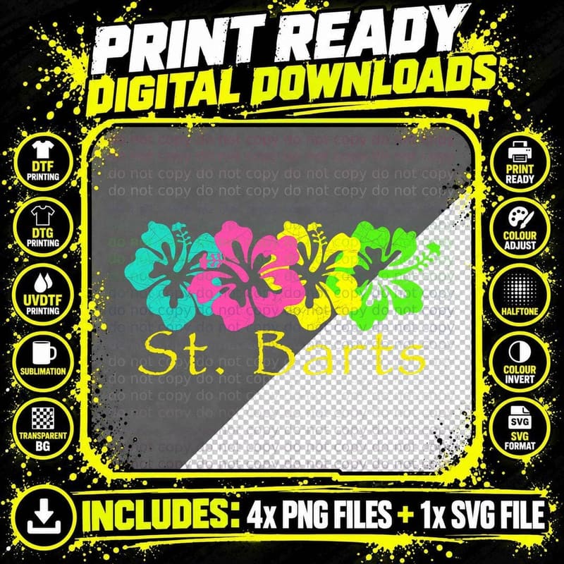 St. Barts Tropical Travel Surf T-Shirt Png SVG Digital Bundle