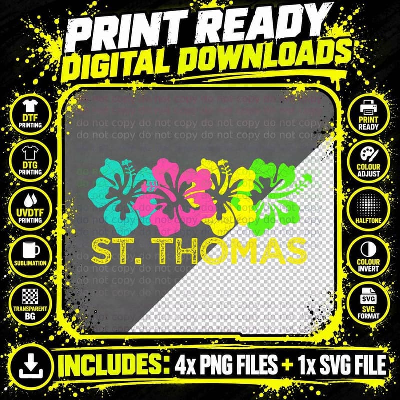St. Thomas Tropical Beach St. Thomas Travel Surf T-Shirt Png SVG Digital Bundle